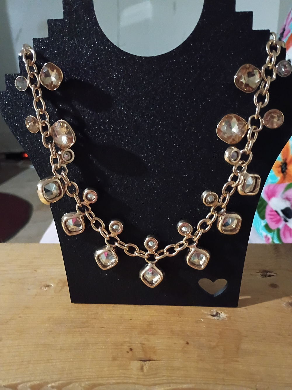 INC International Concepts Gold-Tone Crystal Pendant Link Necklace